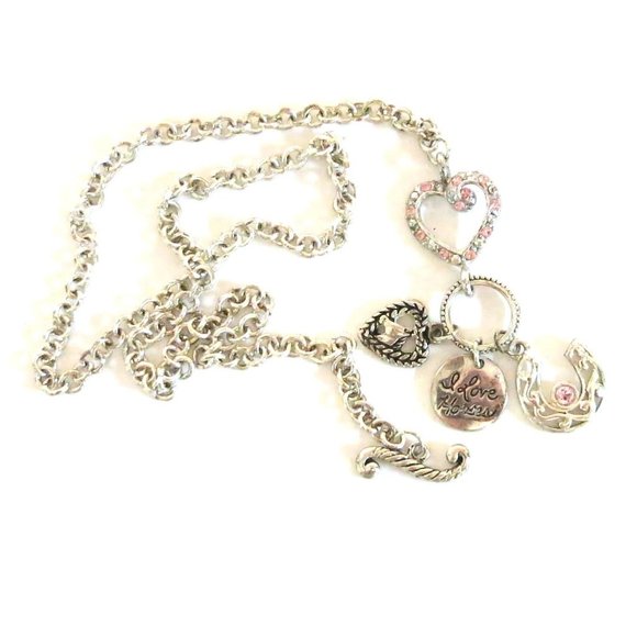 I Love Horses - October Birthstone Multi Charm Silver Tone 17 inch Necklace - Picture 4 of 7